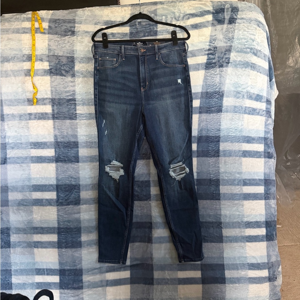 Hollister Dark Blue Ripped Skinny Jeans